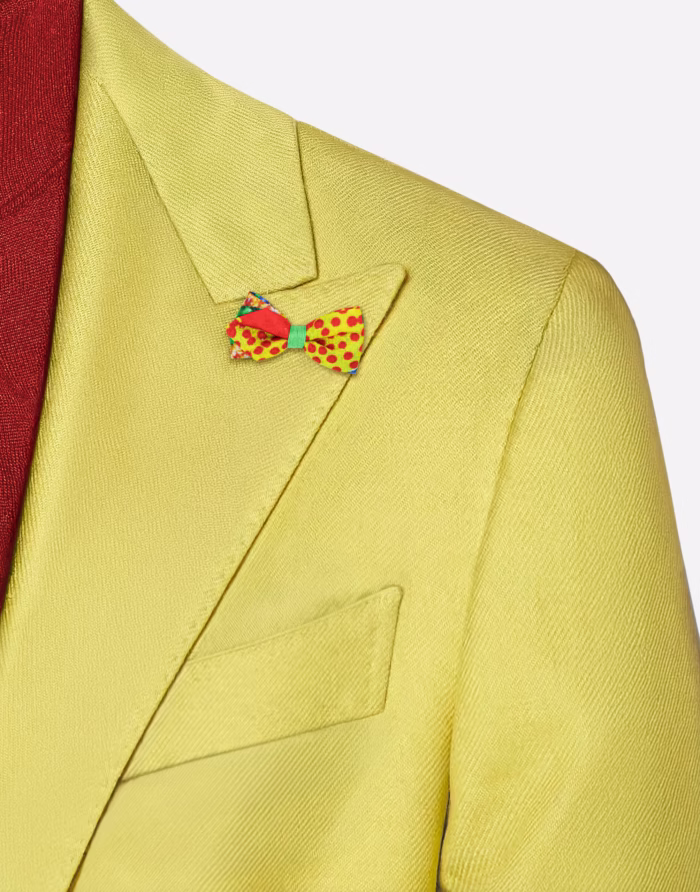 Mini Papillon Asola in Seta "Drago" Giallo con Pois Rossi - immagine 3