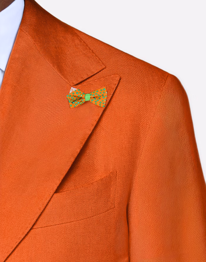 Mini papillon asola seta arancio pois verdi "Drago" - immagine 3