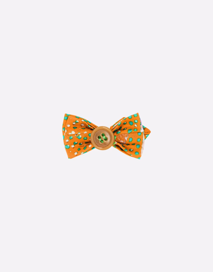 Mini papillon asola seta arancio pois verdi "Drago" - immagine 2