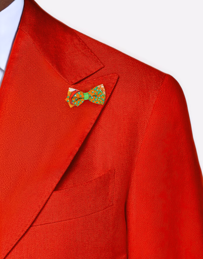 Mini papillon asola seta drago arancio pois verdi rossi - immagine 3