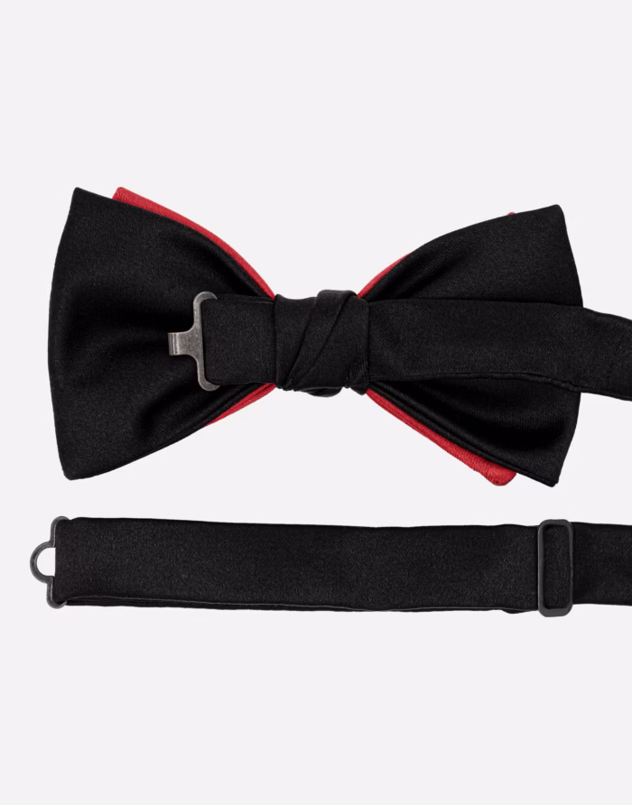 Black and Red Satin Silk Bow Tie - Image 3