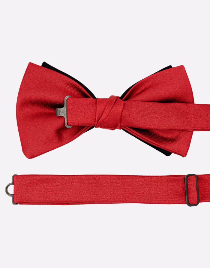 Red and Black Satin Silk Bow Tie - Image 3