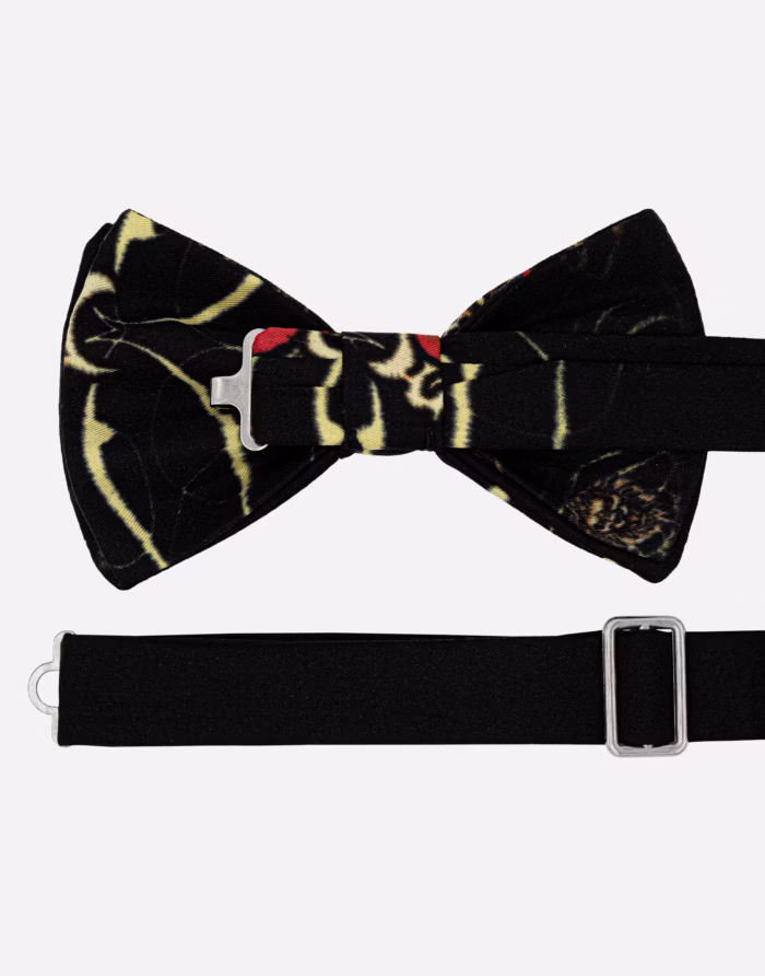 Papillon seta nero oro design retrò - immagine 3
