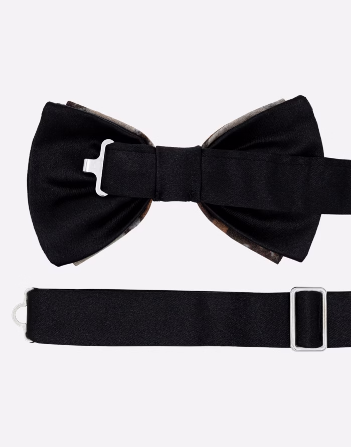 Black and Hazelnut "La Diva" Silk Bow Tie - Image 3