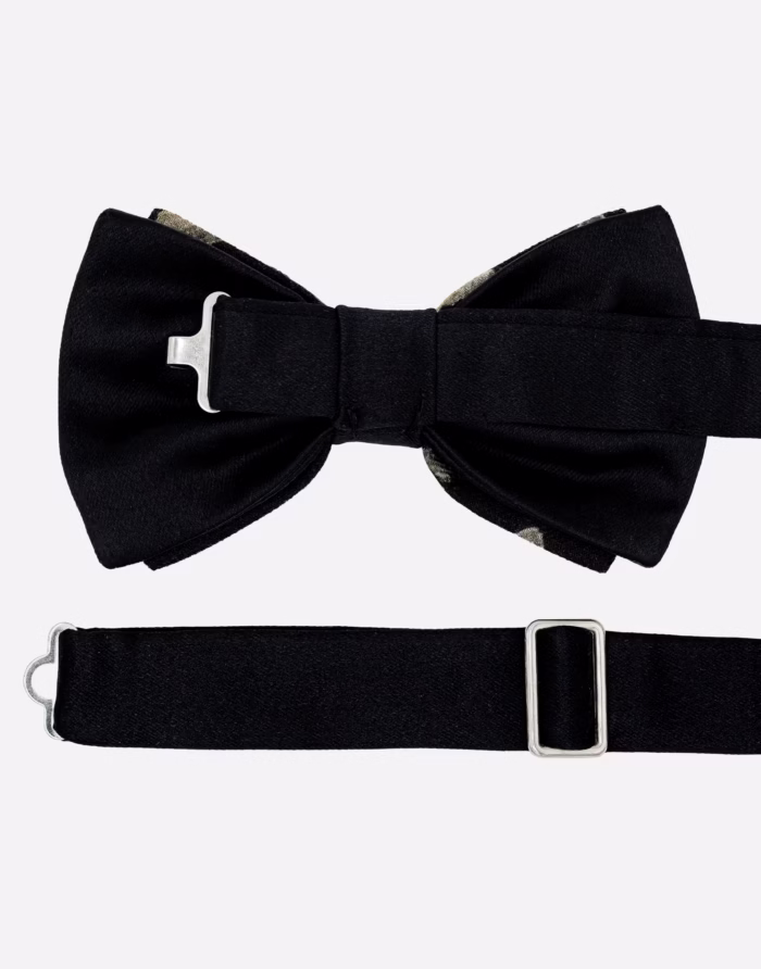 Ivory and Black Sartorial Design Bow Tie - Image 3