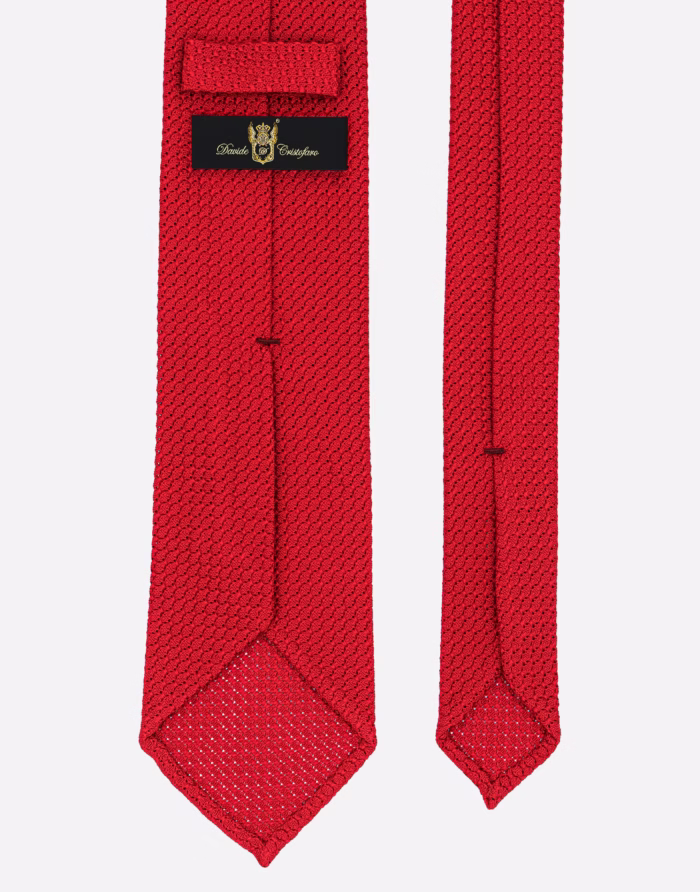 Red Coarse Grenadine Silk Tie - Image 3